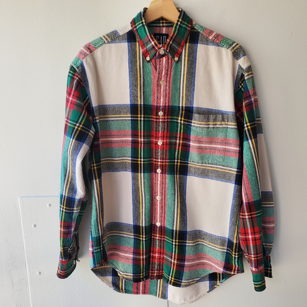 Vintage GAP Button Down Plaid Shirt Men's Size M